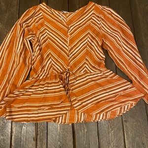 Kori Orange and White Striped Blouse